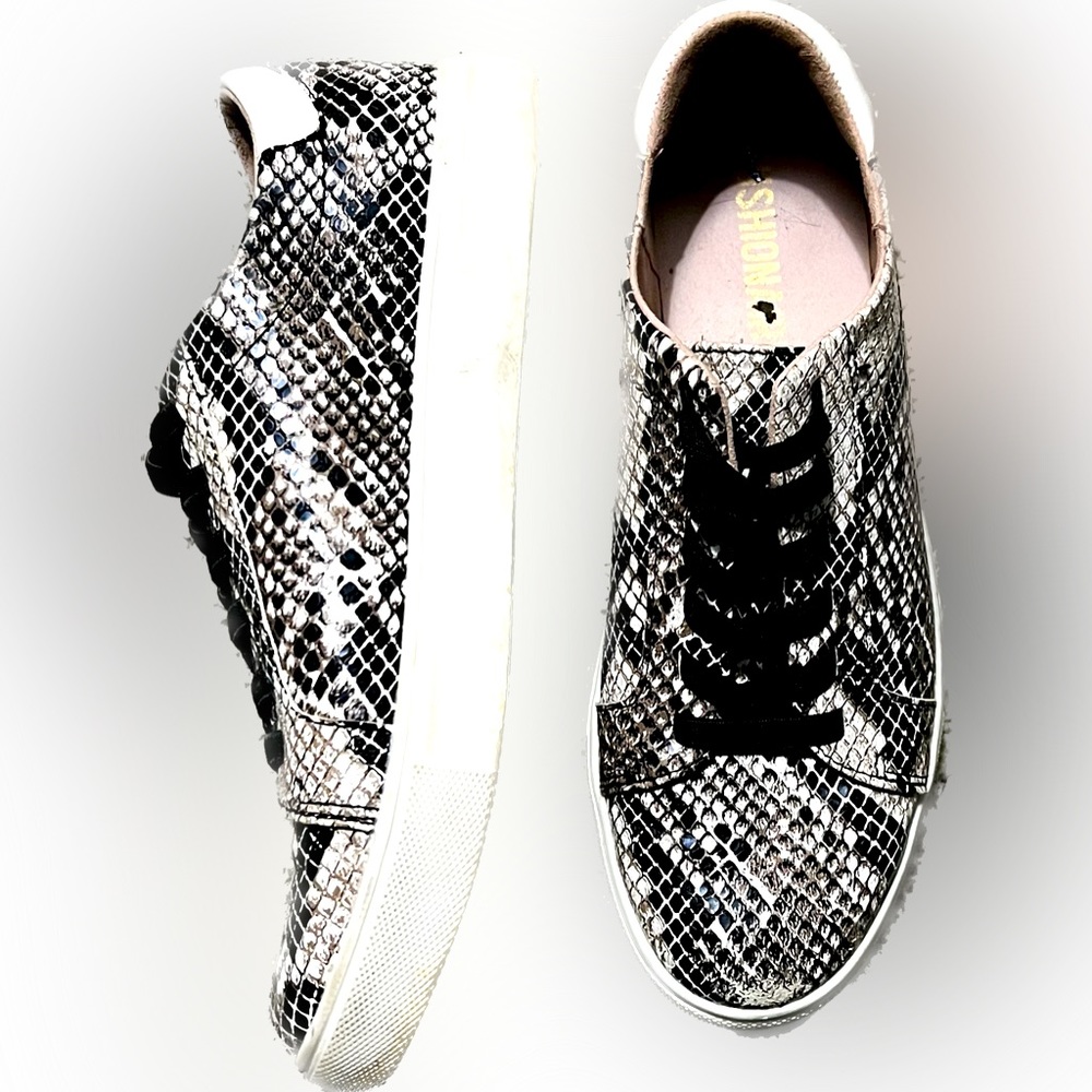 Snake skin inspired slip on shoes